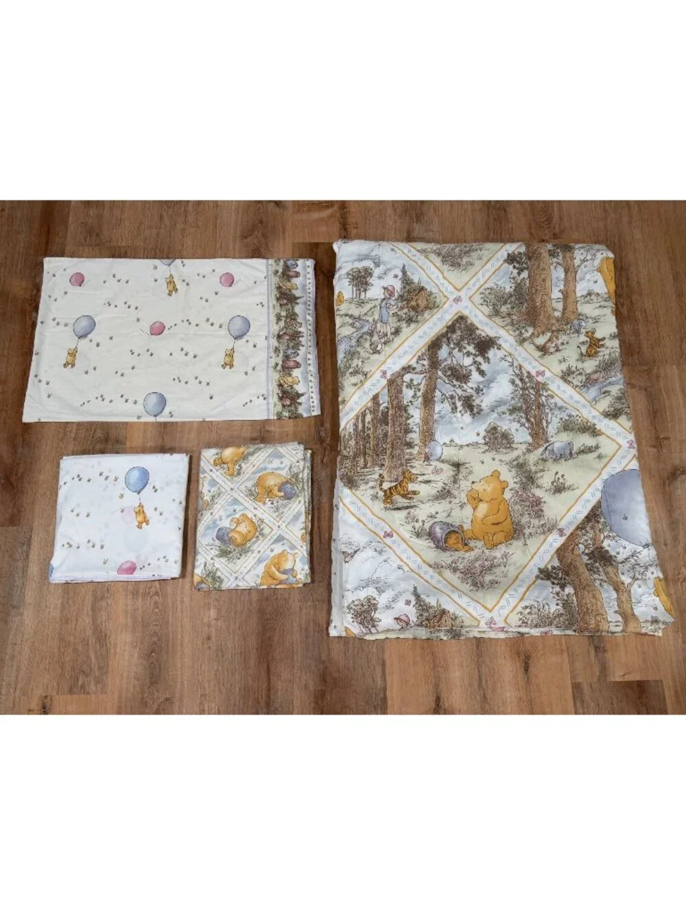 Vintage 90s Disney Winnie The Pooh Hundred Acre Wood Twin Bedding Set COMPLETE R